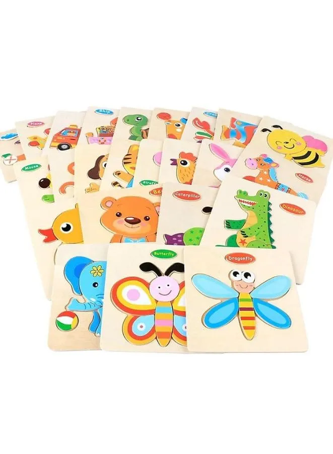 Wooden Puzzles for Kids Boys and Girls Animals Set Giraffe & Hippo
