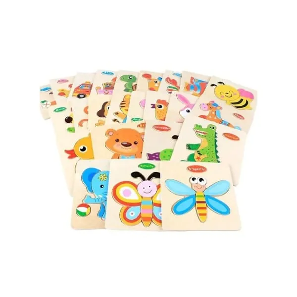 Wooden Puzzles for Kids Boys and Girls Set (40 pcs)