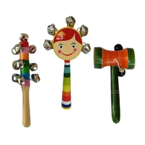 Wooden Rattles for Baby - set of 3 pcs / multicolor